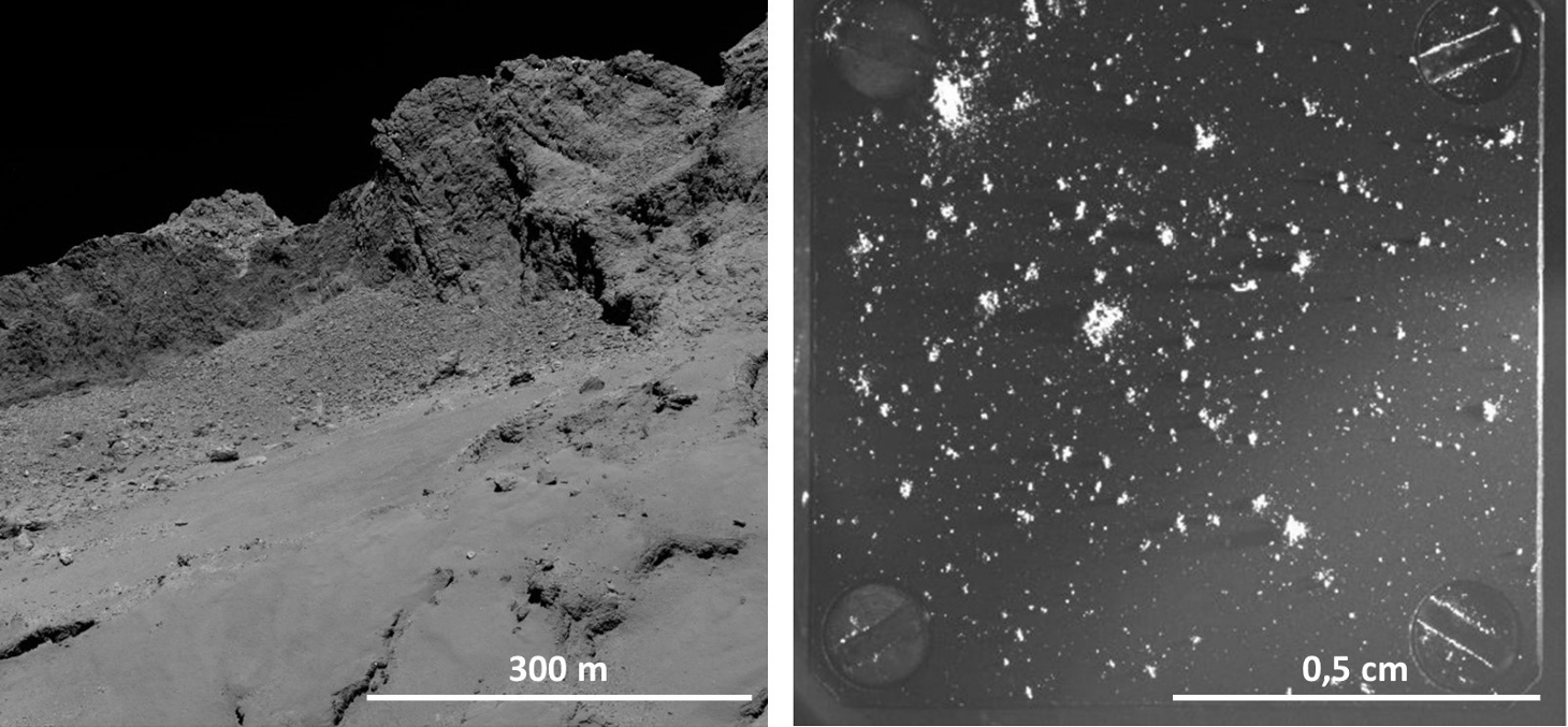 Surface du noyau cométaire vue par la sonde Rosetta