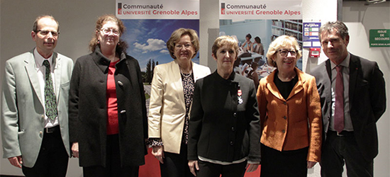 De gauche à droite : Philippe Cinquin, Lise Dumasy, Renée Grillot, Jocelyne Troccaz, Geneviève Fioraso, Patrick Lévy