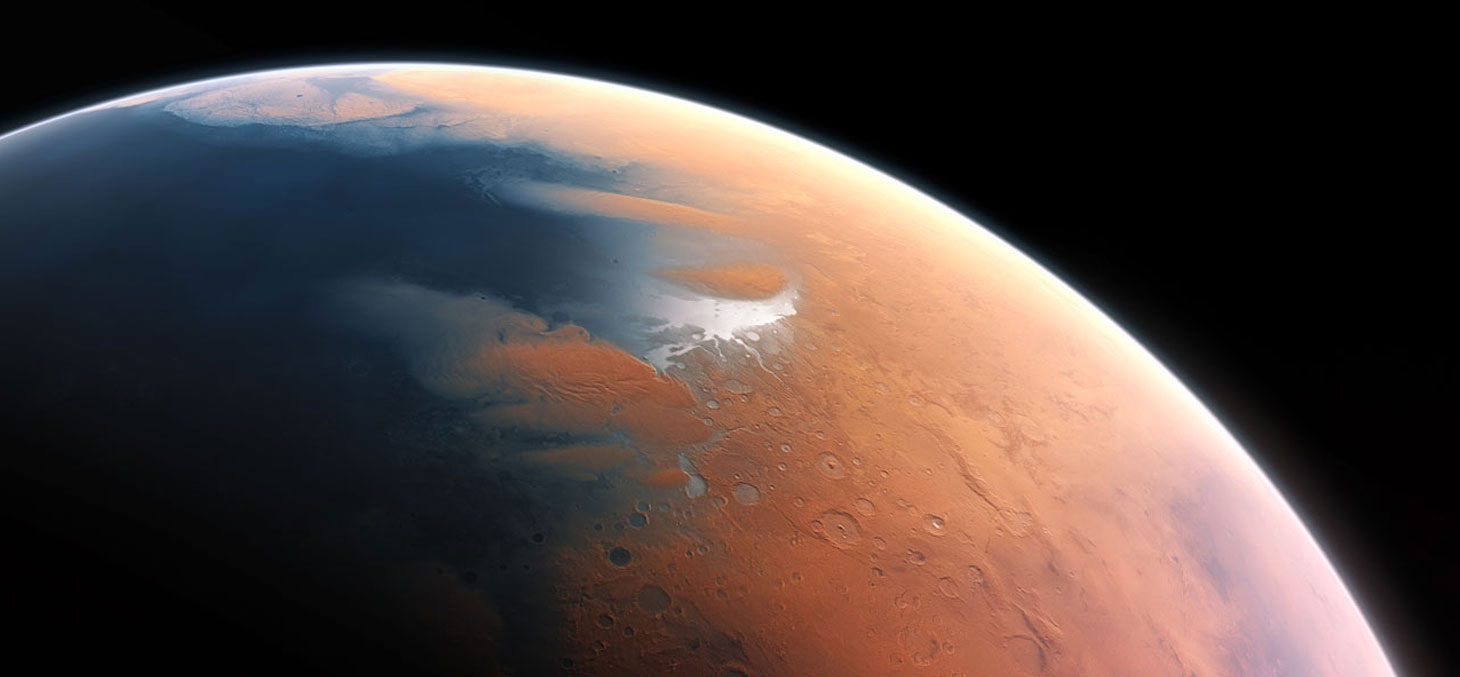 Vue d'artiste de la planète Mars il y a 4 billions d'année © European Southern Observatory