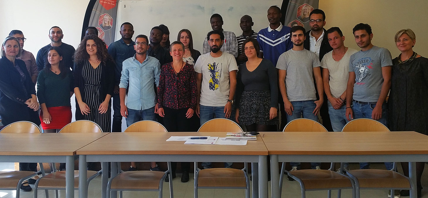 Les étudiants réfugiés du CUEF lors de leur rentrée le lundi 9 octobre 2017