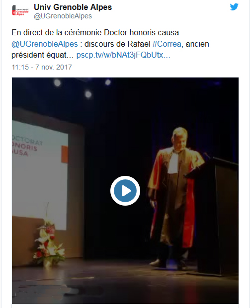 Discours de Rafael Correa, Docteur Honoris Causa de l'UGA