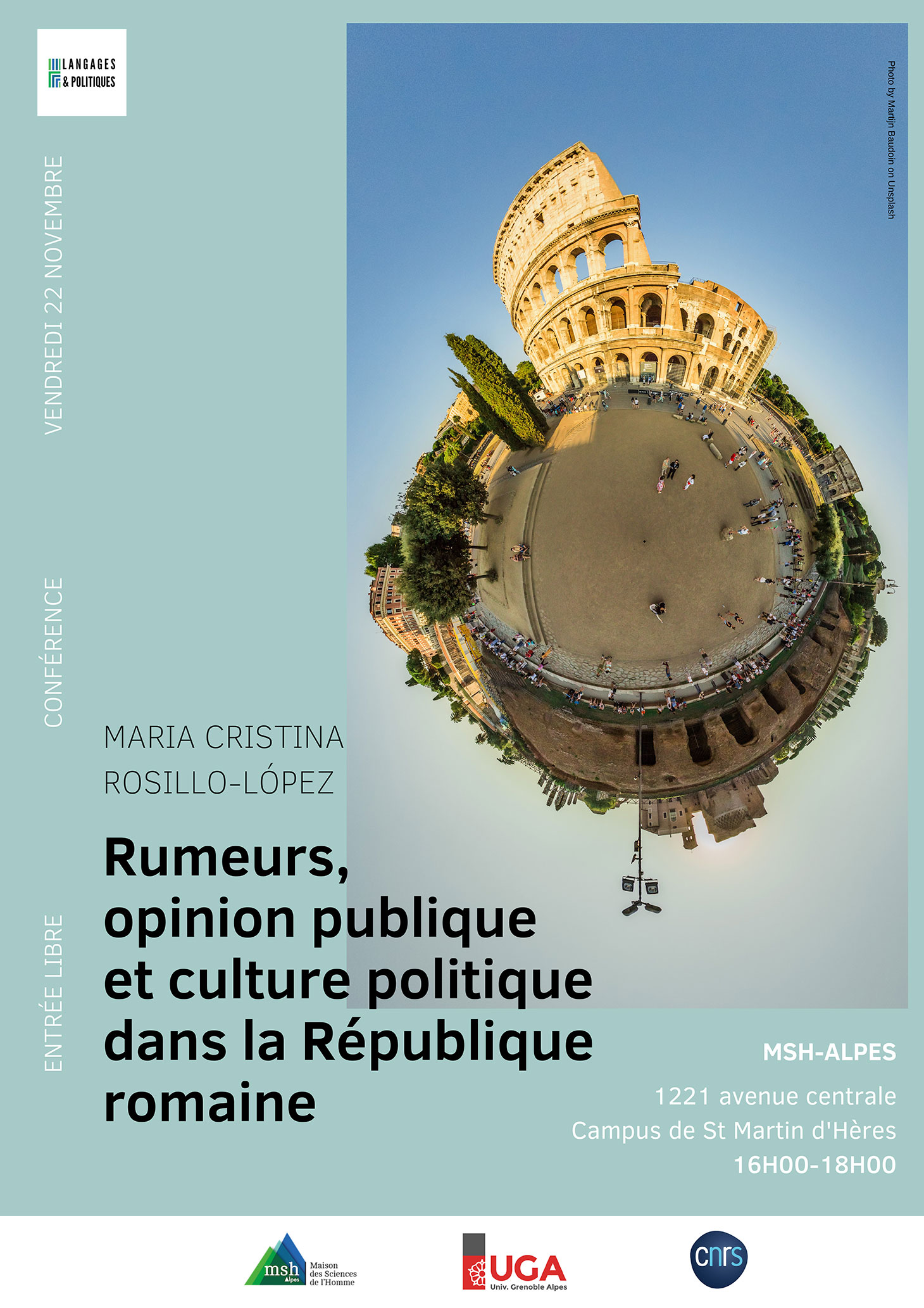 Affiche conférence Rumeurs, opinion publique et culture politique dans la République romaine