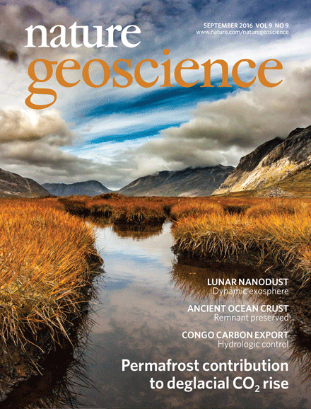 Couverture Nature Geoscience - article sur les sols gelés - Permafrost